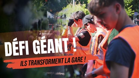 Apprentis en Bac pro Aménagements Paysagers sur un chantier d’aménagement éphémères à Metz